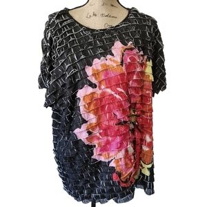 3/$15 Essentials Women's Plus Floral Ruffle Layer Top - 3X
